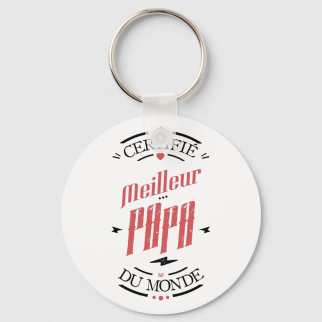 Certifié meilleur papa key ring (Front)