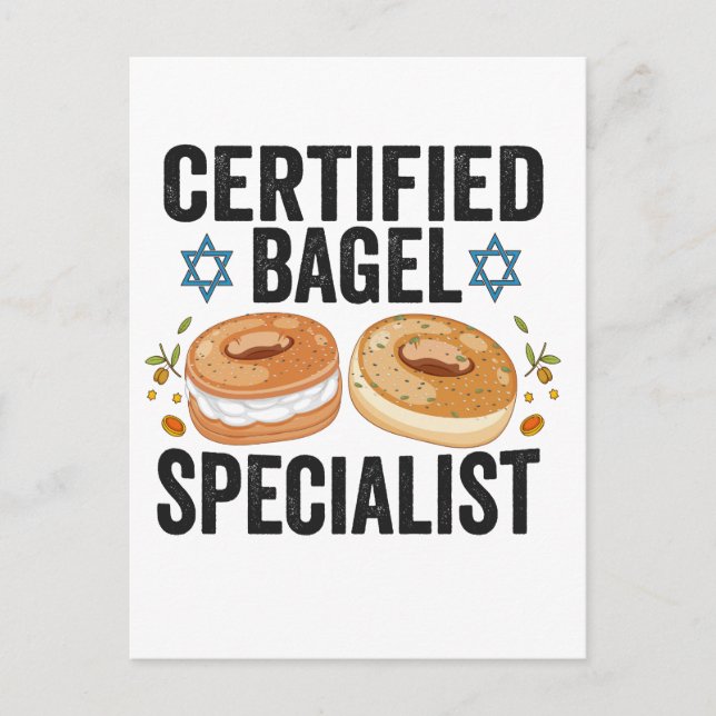 Certified Bagel Specialist Funny Jewish Hanukkah  Postcard (Front)