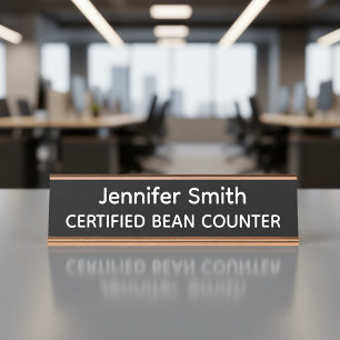 Certified Bean Counter Personalized Name Plate