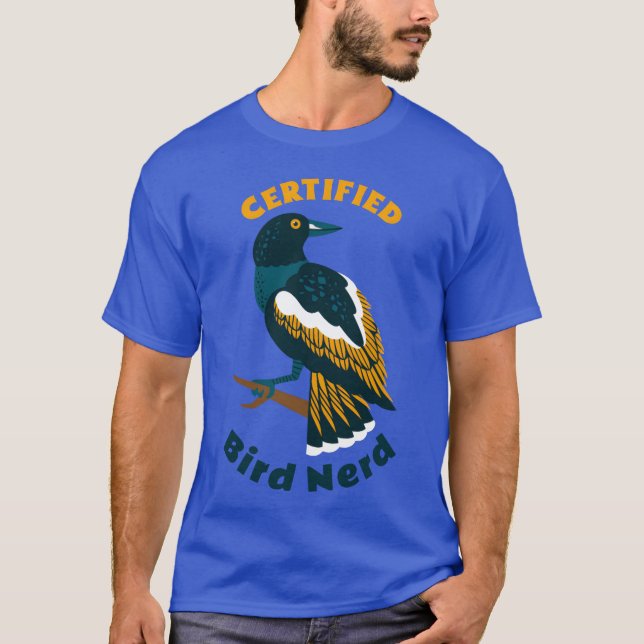 Certified Bird Nerd Backyard Birdwatching funny T-Shirt (Front)