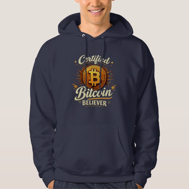 Certified Bitcoin Believer Funny Crypto Hoodie (Front)