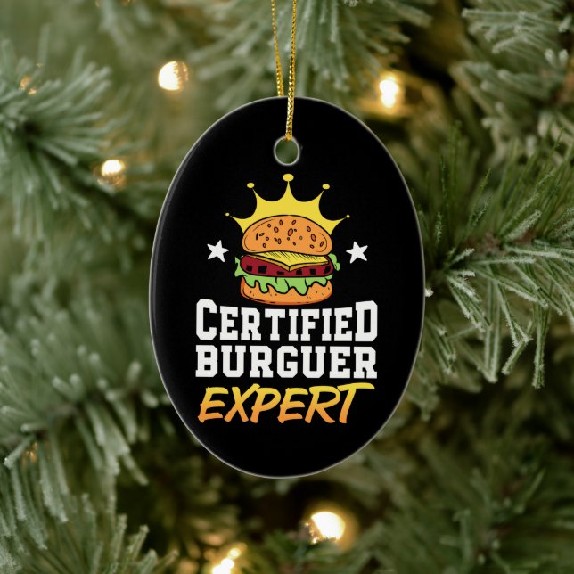 Certified Burger Expert Hamburger Handdrawn Burger Ceramic Tree Decoration (Tree)