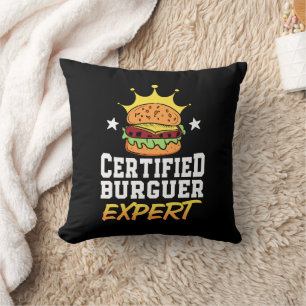 Certified Burger Expert Hamburger Handdrawn Burger Cushion