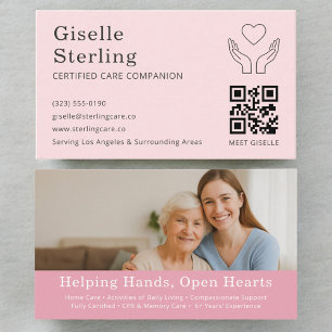 Certified Caregiver Home Help QR Code Companion Business Card