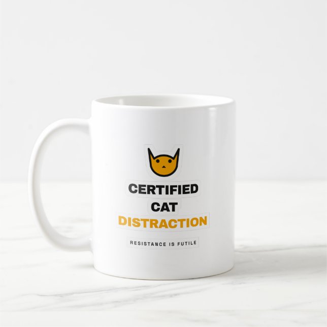 Certified Cat Distraction Funny Cat Mug (Left)