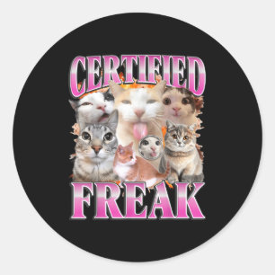 Certified cat graphic bootleg funny gen z humor classic round sticker