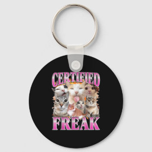 Certified cat graphic bootleg funny gen z humor key ring