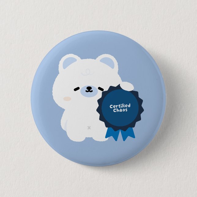 Certified Chaos Polar Bear 6 Cm Round Badge (Front)