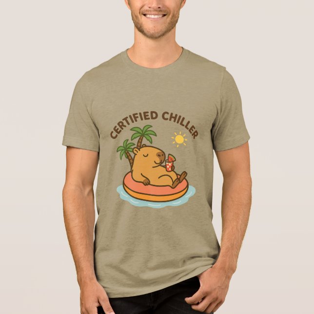 Certified Chiller – Cute Summer Capybara T-Shirt Tri-Blend Shirt (Front)