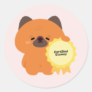 Certified Clumsy German Shepherd Puppy Classic Round Sticker