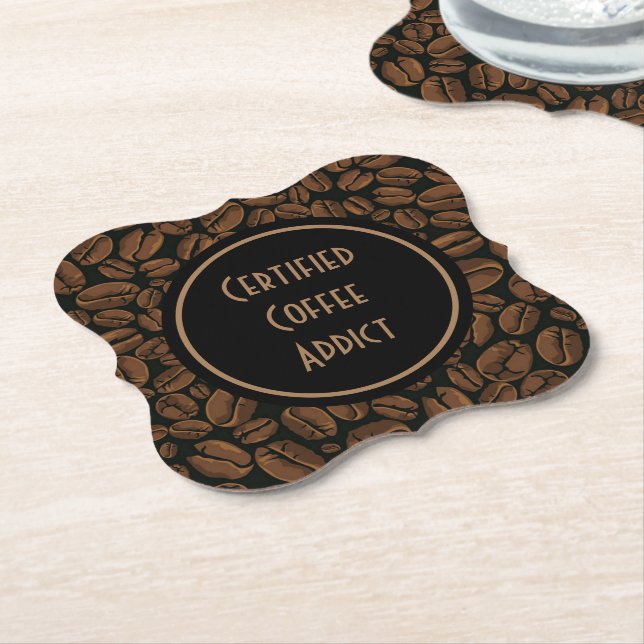 Certified Coffee Addict Paper Coaster (Angled)