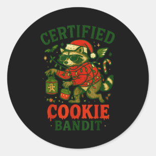 Certified Cookie Bandit, Funny Christmas Lights Ra Classic Round Sticker