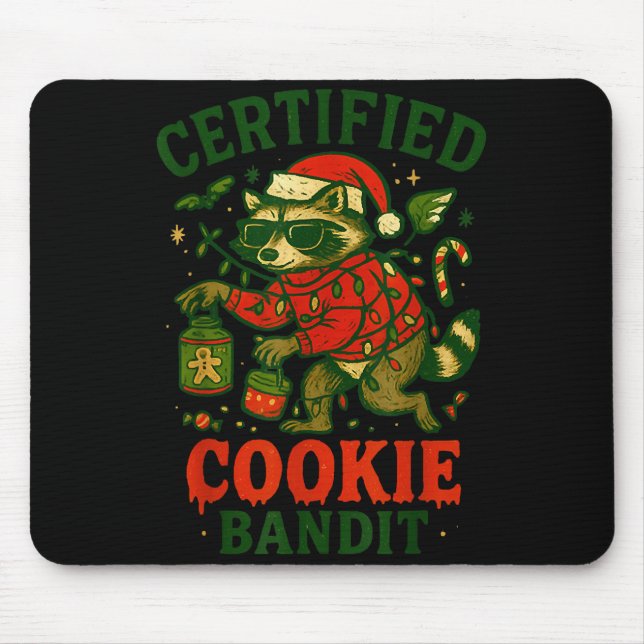 Certified Cookie Bandit, Funny Christmas Lights Ra Mouse Mat (Front)