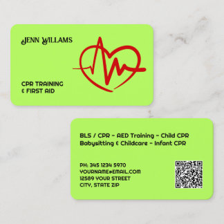 Certified CPR Instructor Custom QR Business Card