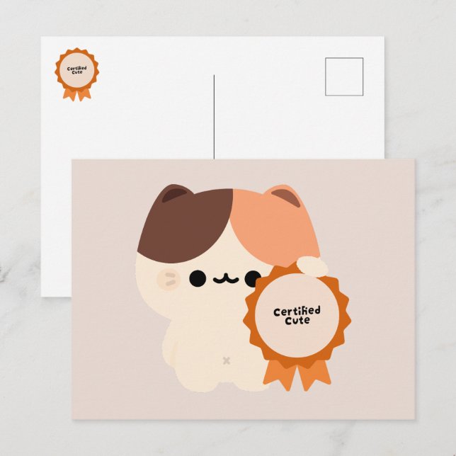 Certified Cute Cat Holiday Postcard (Front/Back)