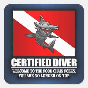 Certified Diver (Food Chain) Square Sticker