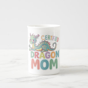 Certified dragon mom colorful design bone china mug