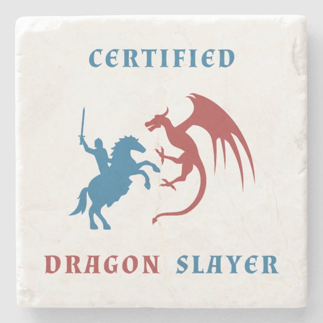 Certified Dragon Slayer Stone Coaster (Front)