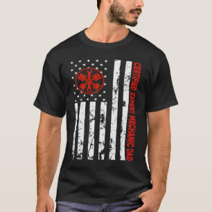 Certified Expert Mechanic Dad American Flag Cars M T-Shirt