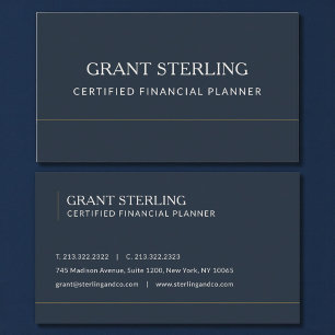 Certified Financial Planner Navy Blue Professional Business Card