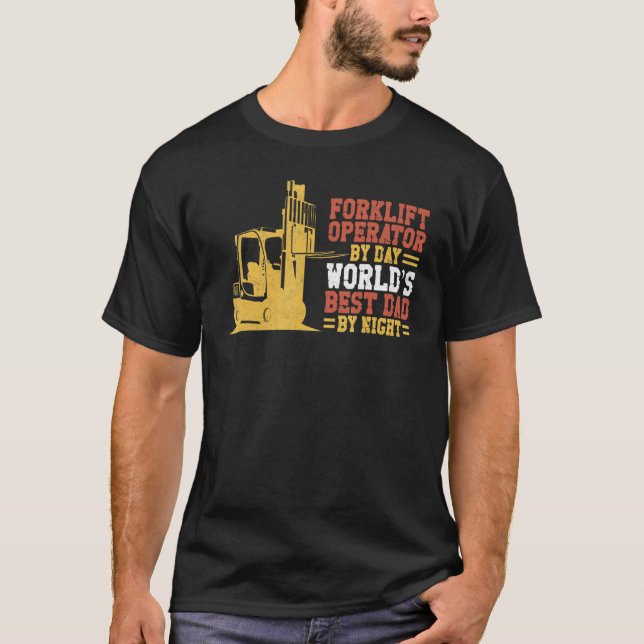 Certified Forklift Truck Operator Dad Father Vinta T-Shirt (Front)