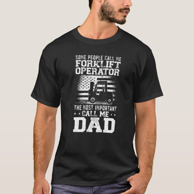 Certified Forklift Truck Operator Dad Father Vinta T-Shirt (Front)