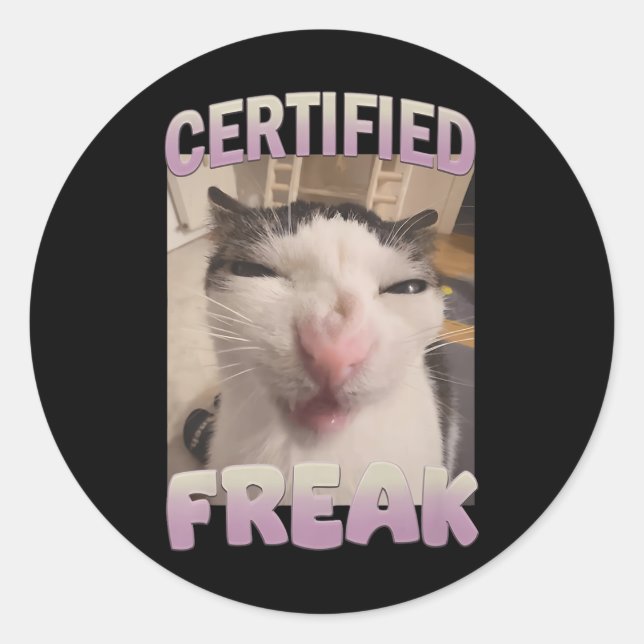 Certified Freak Cat Meme Meme Offensive Memes Funn Classic Round Sticker (Front)