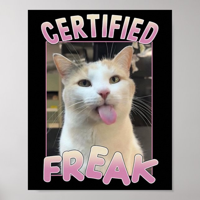 Certified Freak Cute Cat Meme Lovers Funny Animals Poster (Front)