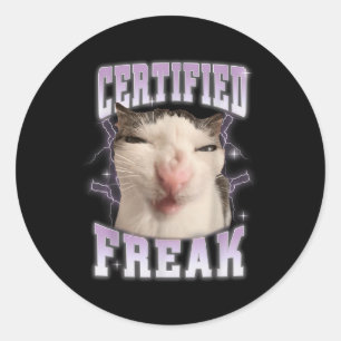 Certified Freak Eat Cement Cursed Cat Funny Cats M Classic Round Sticker