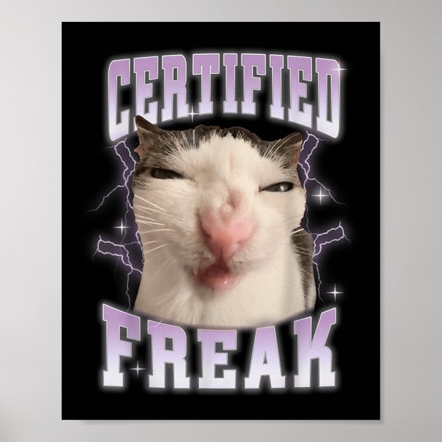 Certified Freak Eat Cement Cursed Cat Funny Cats M Poster (Front)