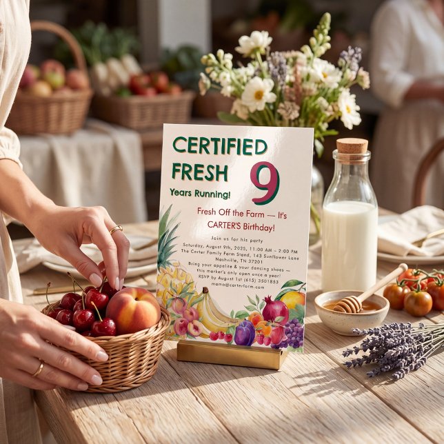 Certified Fresh Fruit Farm 9th Birthday Invitation (Creator Uploaded)