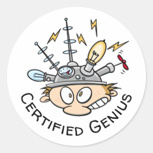 Certified Genius Thinking Cap Funny Cartoon Classic Round Sticker