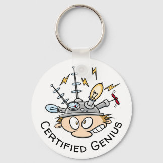 Certified Genius Thinking Cap Funny Cartoon Key Ring