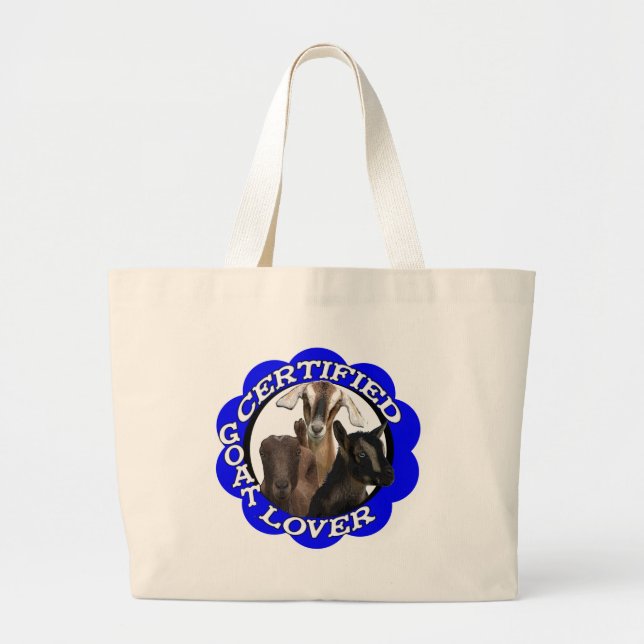 CERTIFIED GOAT LOVER! LARGE TOTE BAG (Front)