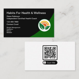 Certified Health Coach Scannable QR Code Business Card