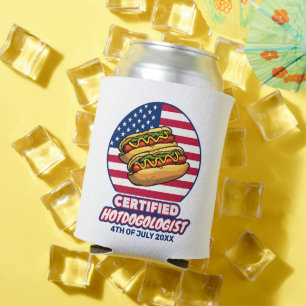 Certified Hotdogologist American Flag Hot Dog Can Cooler