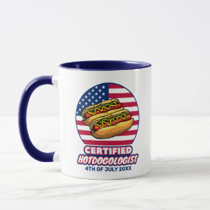 Certified Hotdogologist American Flag Hot Dog Mug