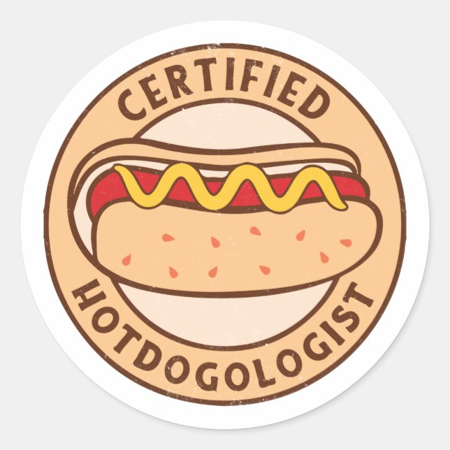 Certified Hotdogologist Funny Hot Dog Lover Classic Round Sticker (Front)