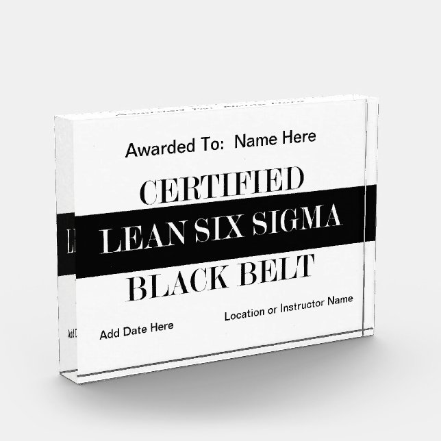 Certified Lean Six Sigma Black Belt Award Photo Block (Left)