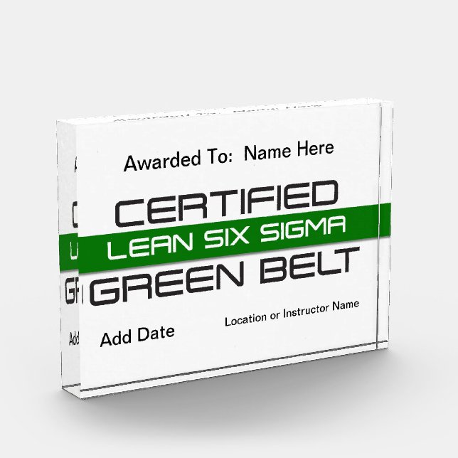 Certified Lean Six Sigma Green Belt Award Photo Block (Left)