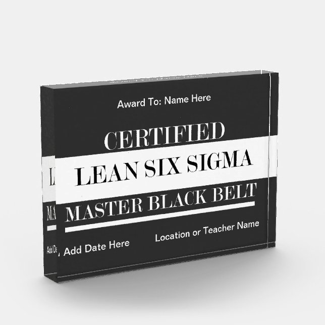 Certified Lean Six Sigma Master Black Belt Award Photo Block (Left)