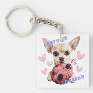 Certified Lovebug - Chihuahua Button Key Ring