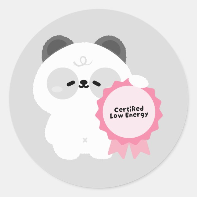Certified Low Energy Panda Classic Round Sticker (Front)