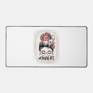 Certified Medical Assistant Messy Bun CMA Life Desk Mat