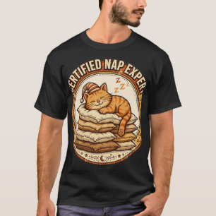 Certified Nap Expert – Funny Orange Cat T-Shirt
