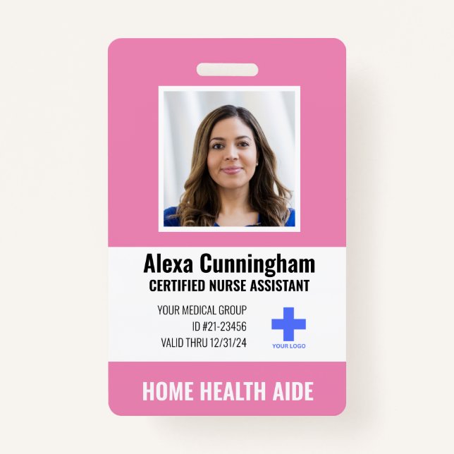 Certified Nurse Aide Photo ID Badge (Front)