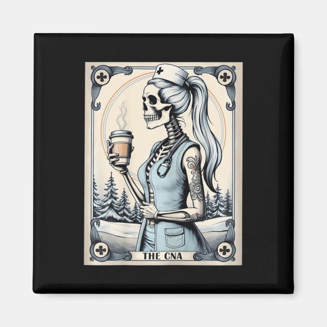 Certified Nurse Istant Tarot Card Skeleton Cna Hal Magnet (Front)