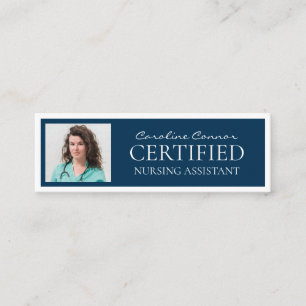Certified Nursing Assistant Blue White Bordered Mini Business Card