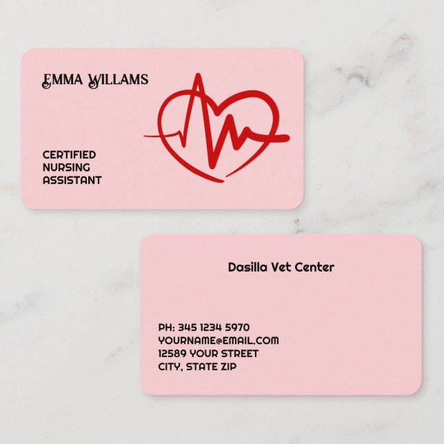 🩺 Certified Nursing Assistant Business Card (Front/Back)