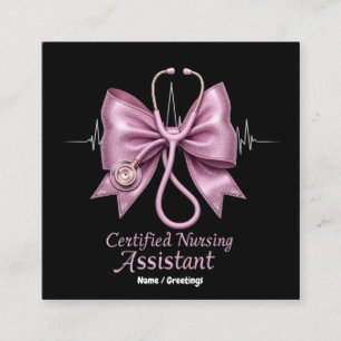Certified Nursing Assistant CNA Coquette Bow  Square Business Card